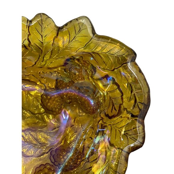 Vintage Indiana Glass Loganberry Candy Dish Triangular Amber Carnival Glass‎ - Picture 6 of 7